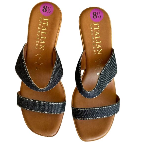 Womens Sandals Size 8.5 Wedge Slip on Open Toe - Picture 2 of 8